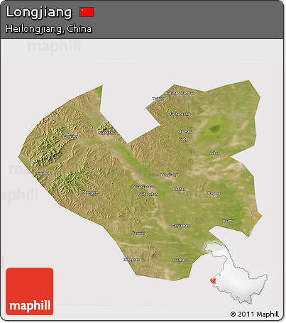 Satellite 3D Map of Longjiang, cropped outside