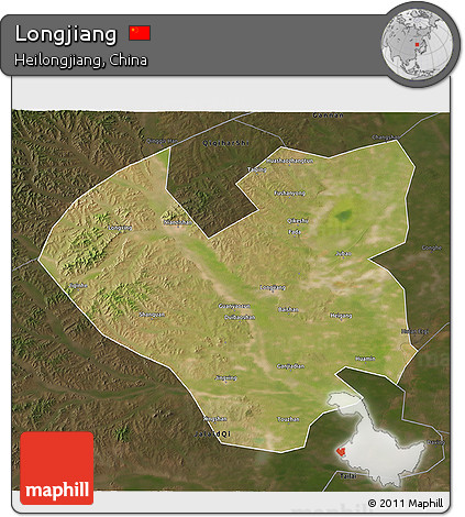 Satellite 3D Map of Longjiang, darken