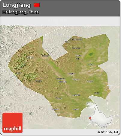 Satellite 3D Map of Longjiang, lighten