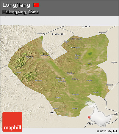 Satellite 3D Map of Longjiang, shaded relief outside