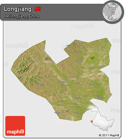 Satellite 3D Map of Longjiang, single color outside