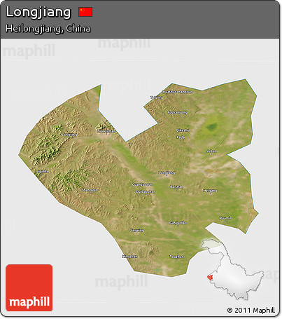 Satellite 3D Map of Longjiang, single color outside