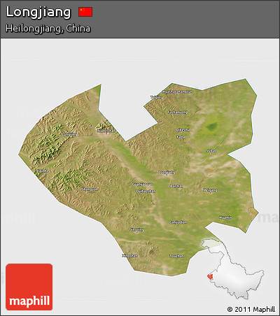 Satellite 3D Map of Longjiang, single color outside