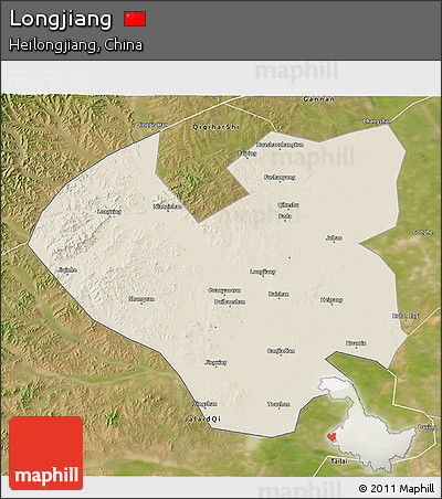 Shaded Relief 3D Map of Longjiang, satellite outside