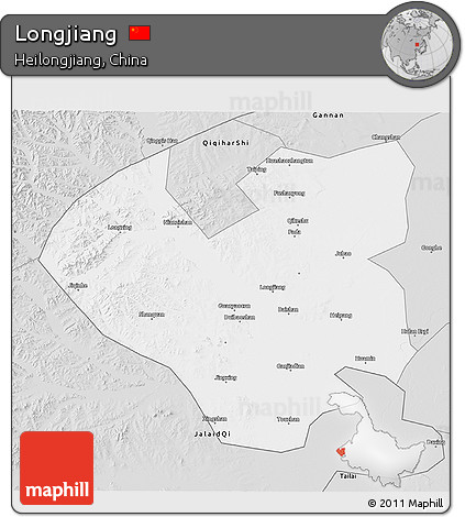 Silver Style 3D Map of Longjiang