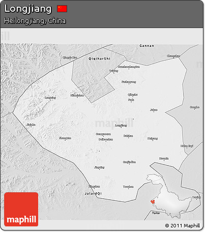 Silver Style 3D Map of Longjiang