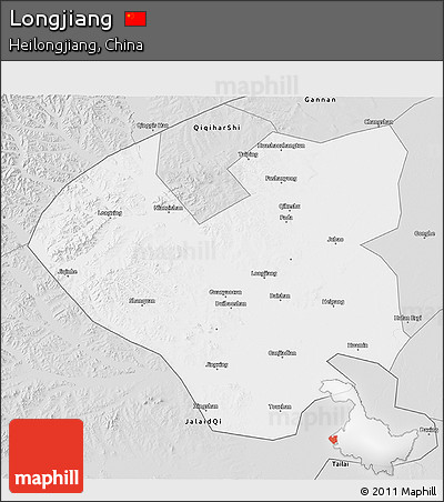 Silver Style 3D Map of Longjiang