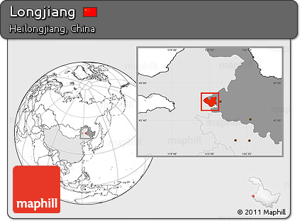 Blank Location Map of Longjiang, highlighted country, highlighted parent region