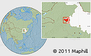 Savanna Style Location Map of Longjiang, highlighted parent region, hill shading