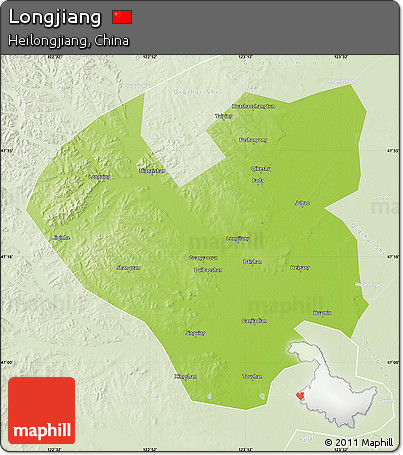 Physical Map of Longjiang, lighten