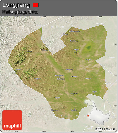 Satellite Map of Longjiang, lighten