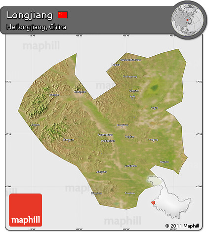 Satellite Map of Longjiang, single color outside