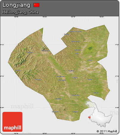 Satellite Map of Longjiang, single color outside