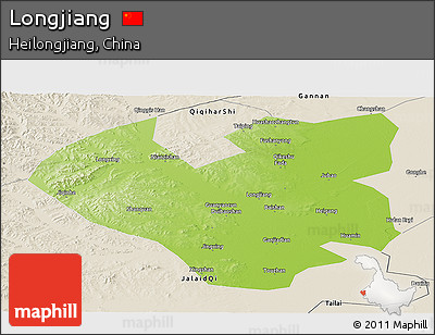 Physical Panoramic Map of Longjiang, shaded relief outside