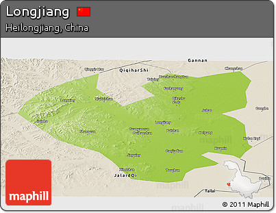 Physical Panoramic Map of Longjiang, shaded relief outside