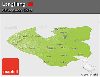 Physical Panoramic Map of Longjiang, single color outside