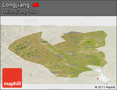 Satellite Panoramic Map of Longjiang, lighten