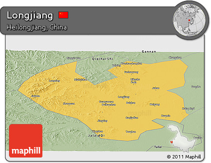 Savanna Style Panoramic Map of Longjiang