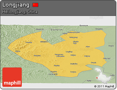 Savanna Style Panoramic Map of Longjiang