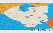 Shaded Relief Panoramic Map of Longjiang, political outside