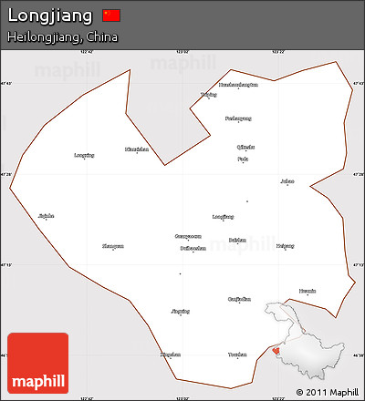 Classic Style Simple Map of Longjiang, cropped outside