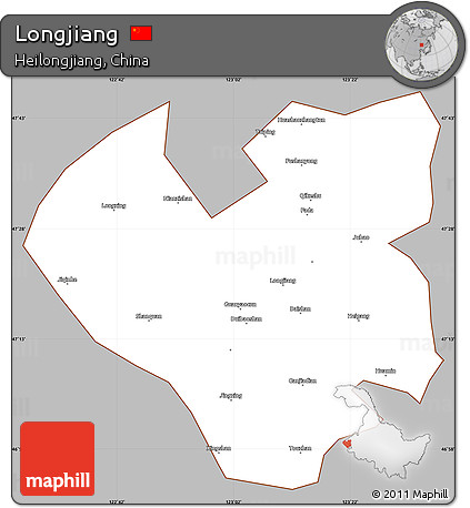 Gray Simple Map of Longjiang, cropped outside