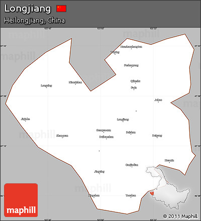 Gray Simple Map of Longjiang, cropped outside