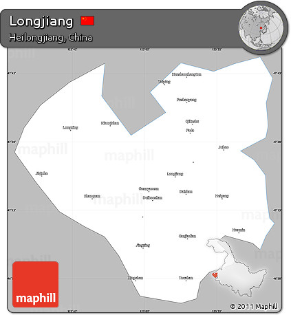 Gray Simple Map of Longjiang, single color outside