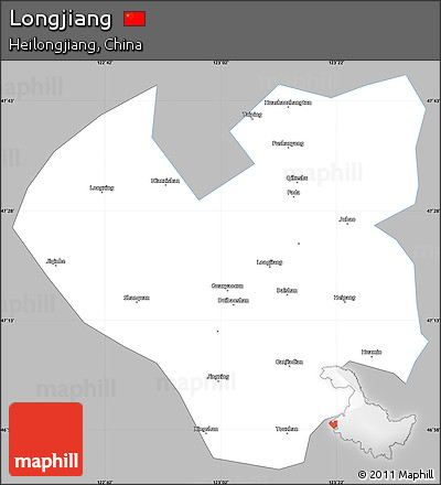 Gray Simple Map of Longjiang, single color outside