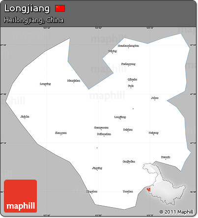 Gray Simple Map of Longjiang, single color outside