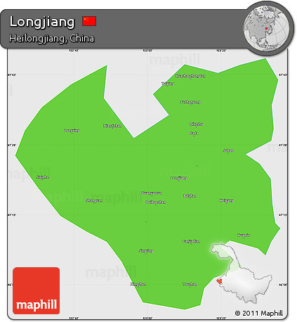Political Simple Map of Longjiang, single color outside