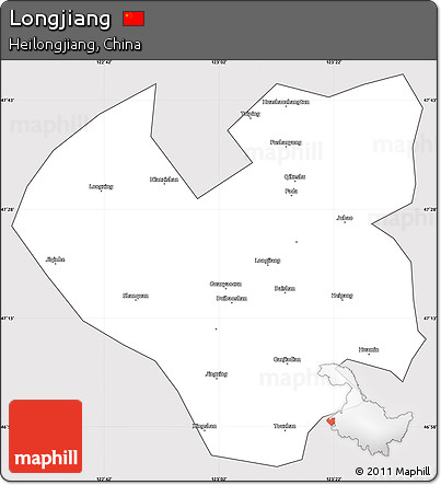 Silver Style Simple Map of Longjiang, cropped outside