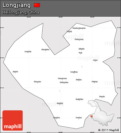 Silver Style Simple Map of Longjiang, cropped outside