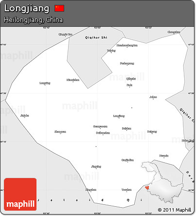 Silver Style Simple Map of Longjiang