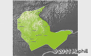 Physical 3D Map of Luobei, darken, desaturated