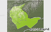 Physical 3D Map of Luobei, darken, semi-desaturated
