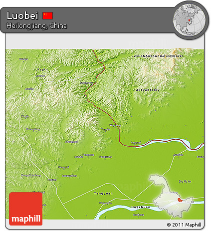 Physical 3D Map of Luobei
