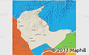 Shaded Relief 3D Map of Luobei, political outside