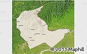 Shaded Relief 3D Map of Luobei, satellite outside