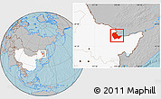 Gray Location Map of Luobei, highlighted country, hill shading
