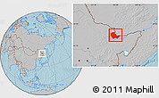 Gray Location Map of Luobei, hill shading