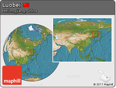 Satellite Location Map of Luobei, within the entire country