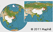 Satellite Location Map of Luobei, highlighted country, within the entire country