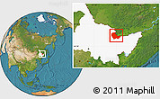 Satellite Location Map of Luobei, highlighted parent region
