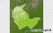 Physical Map of Luobei, darken