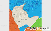 Shaded Relief Map of Luobei, political outside