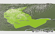 Physical Panoramic Map of Luobei, darken, semi-desaturated