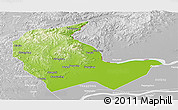 Physical Panoramic Map of Luobei, lighten, desaturated