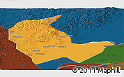 Political Panoramic Map of Luobei, darken