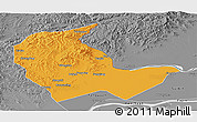 Political Panoramic Map of Luobei, desaturated